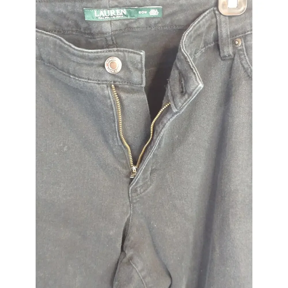 Lauren Ralph Lauren Black Tapered Down‎ Mid Rise Casual Slim Denim Womens 20W